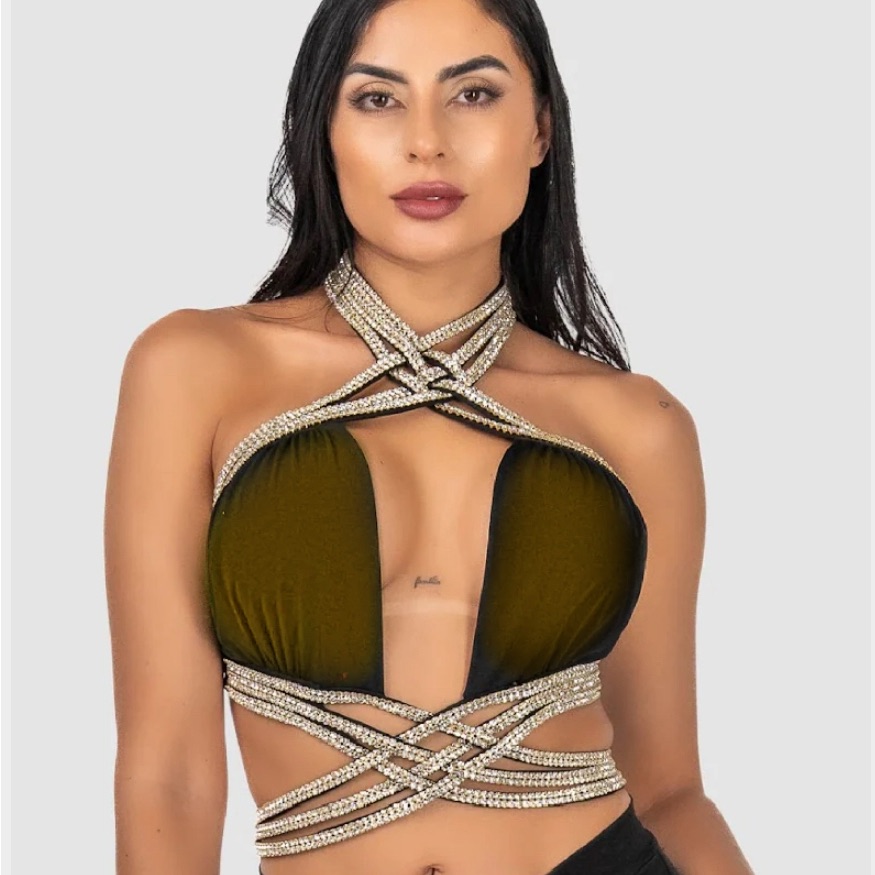 Black/Gold Diamond Top S